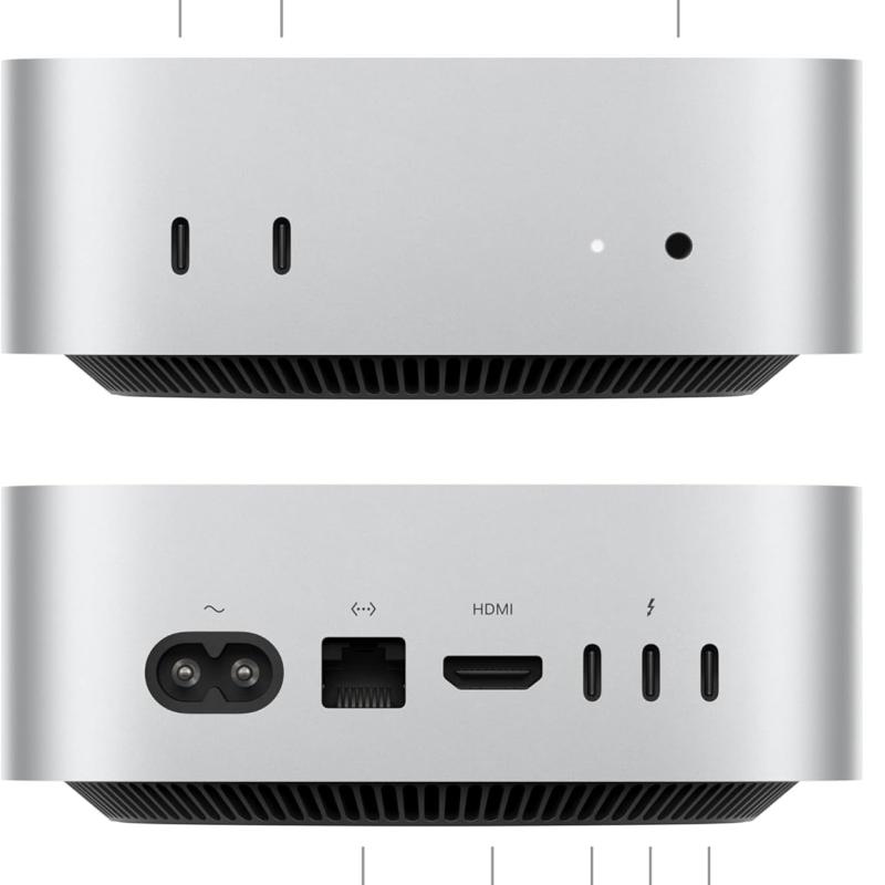 Apple 2024 Mac Mini (Apple M4 chip with 10-core CPU and 10-core GPU, 16GB Unified Memory, 256GB) - Silver